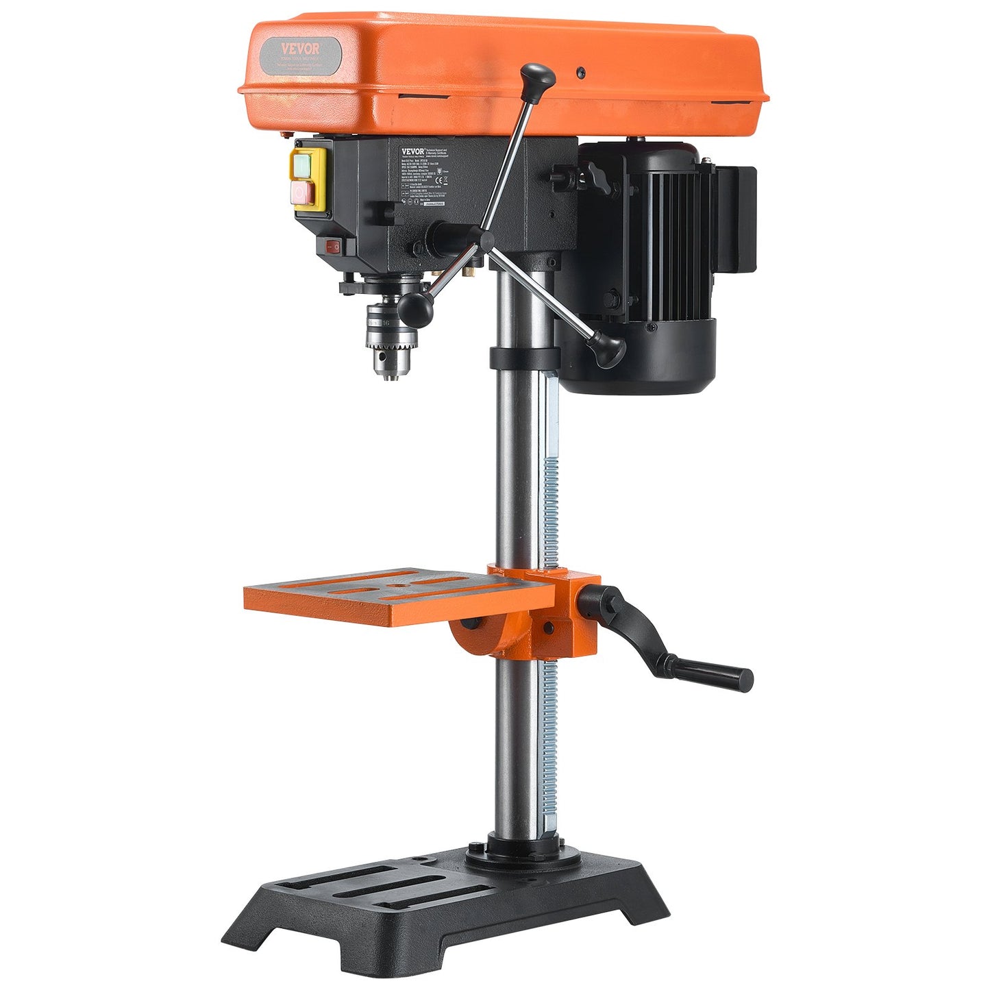 254 mm Benchtop Drill Press, 550W Induction Motor, Tabletop Drilling Machine with 550 / 950 / 1500 / 2000 / 2500 RPM Adjustable Speed, 0-45° Tilting Worktable, X-Ray Positioning, for Wood Metal