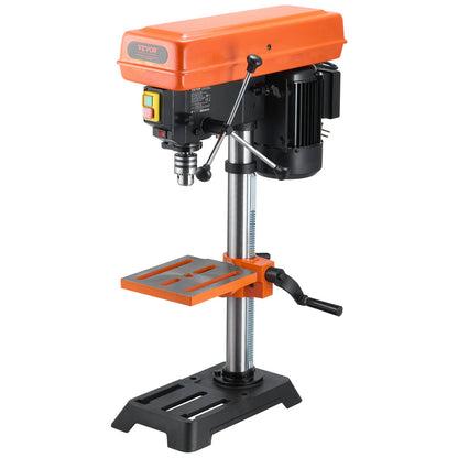 254 mm Benchtop Drill Press, 550W Induction Motor, Tabletop Drilling Machine with 550 / 950 / 1500 / 2000 / 2500 RPM Adjustable Speed, 0-45° Tilting Worktable, X-Ray Positioning, for Wood Metal