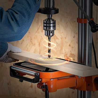 Tischbohrmaschine (304,8 mm), 750 W, Drehzahlregelung 340–2200 U/min, neigbarer Arbeitstisch (0–45°), LED-Arbeitsleuchte, Röntgenpositionierung, geeignet für Holz und Metall