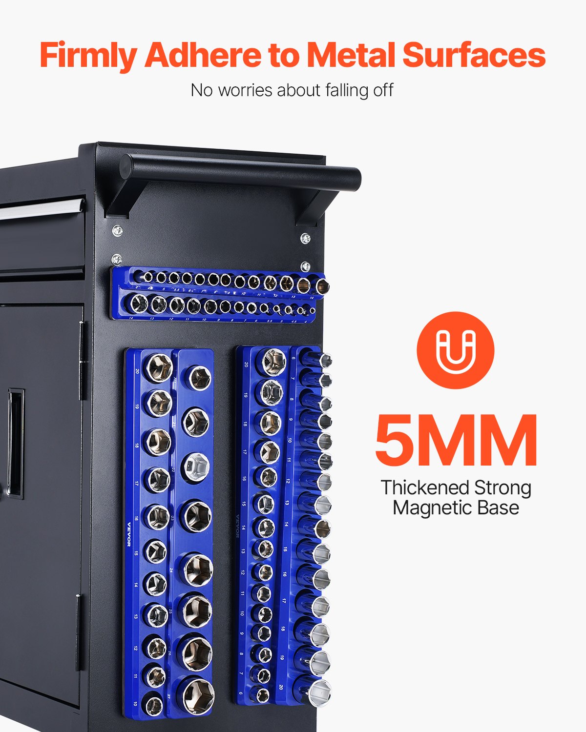 Magnetisches Steckdosen-Organizer-Set, 3-teilig, magnetische Steckdose, Ziegel oder Blau für metrisch