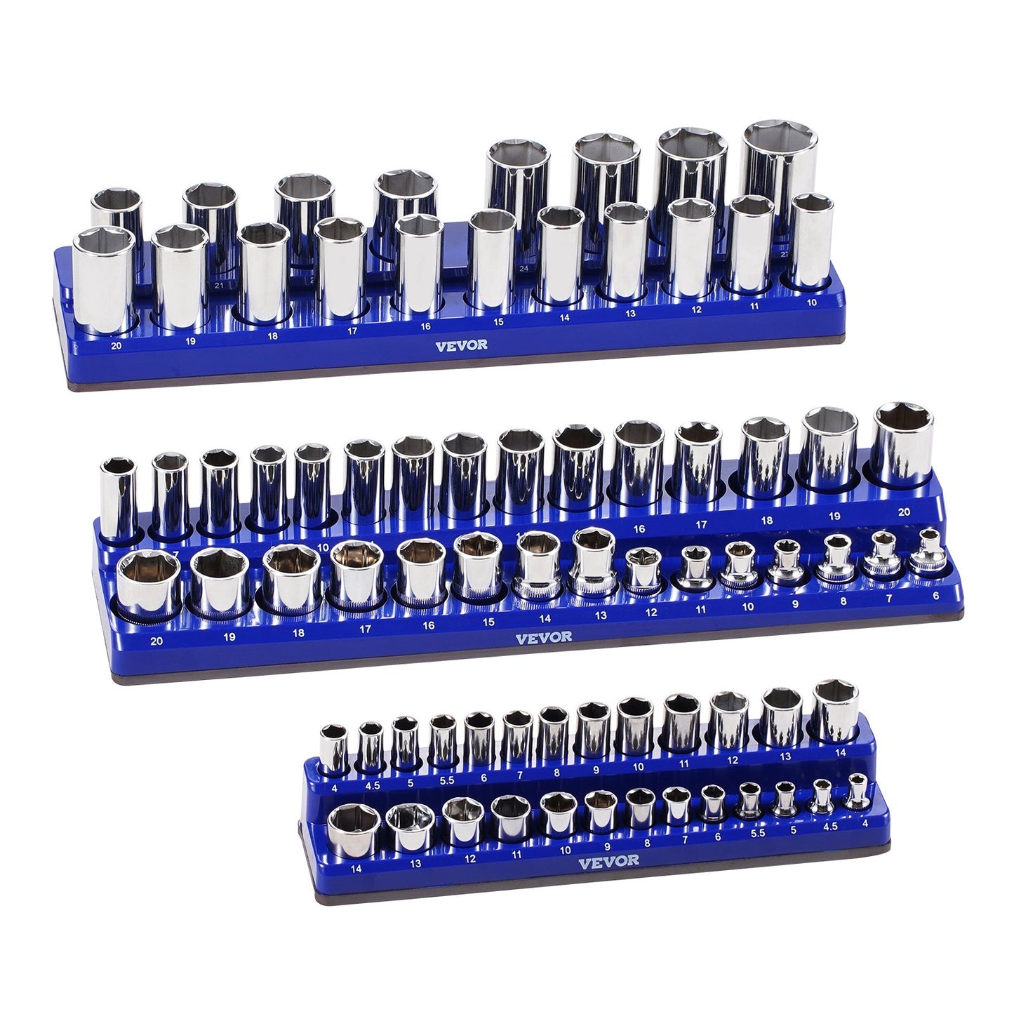 Magnetisches Steckdosen-Organizer-Set, 3-teilig, magnetische Steckdose, Ziegel oder Blau für metrisch