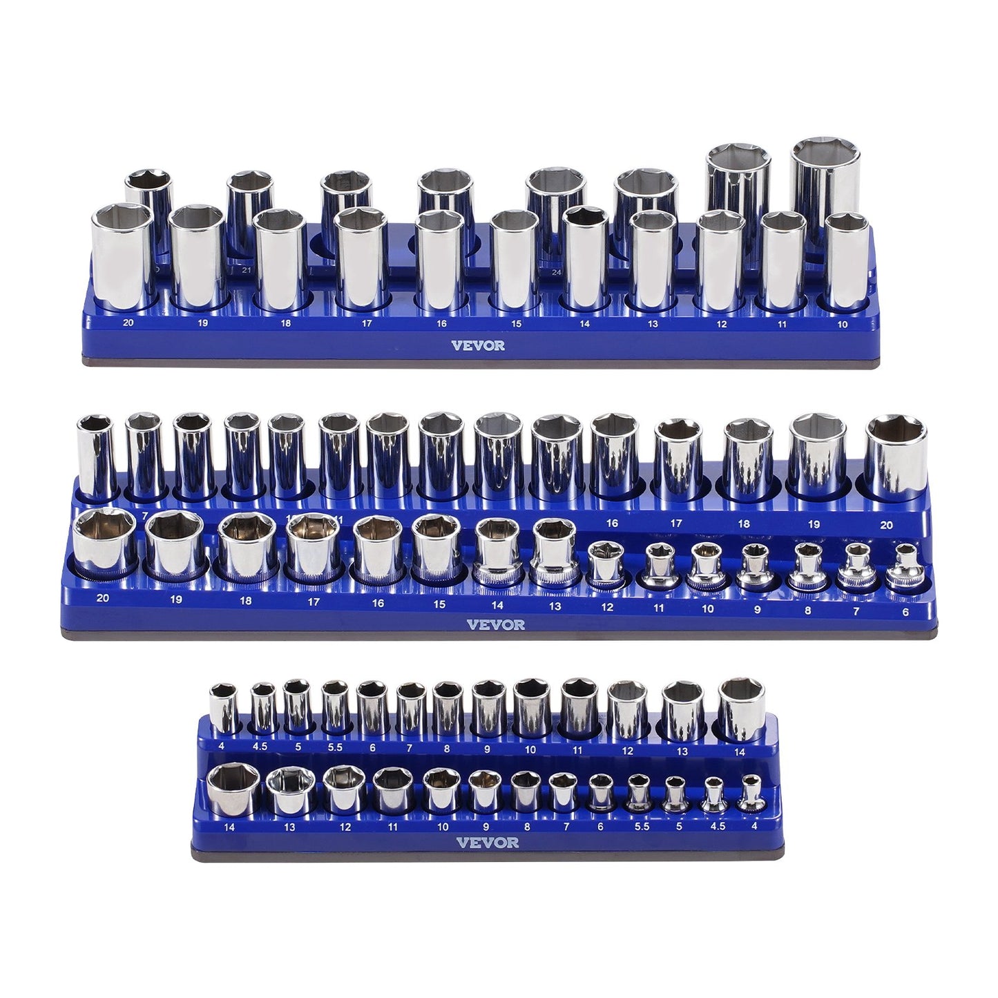 Magnetisches Steckdosen-Organizer-Set, 3-teilig, magnetische Steckdose, Ziegel oder Blau für metrisch