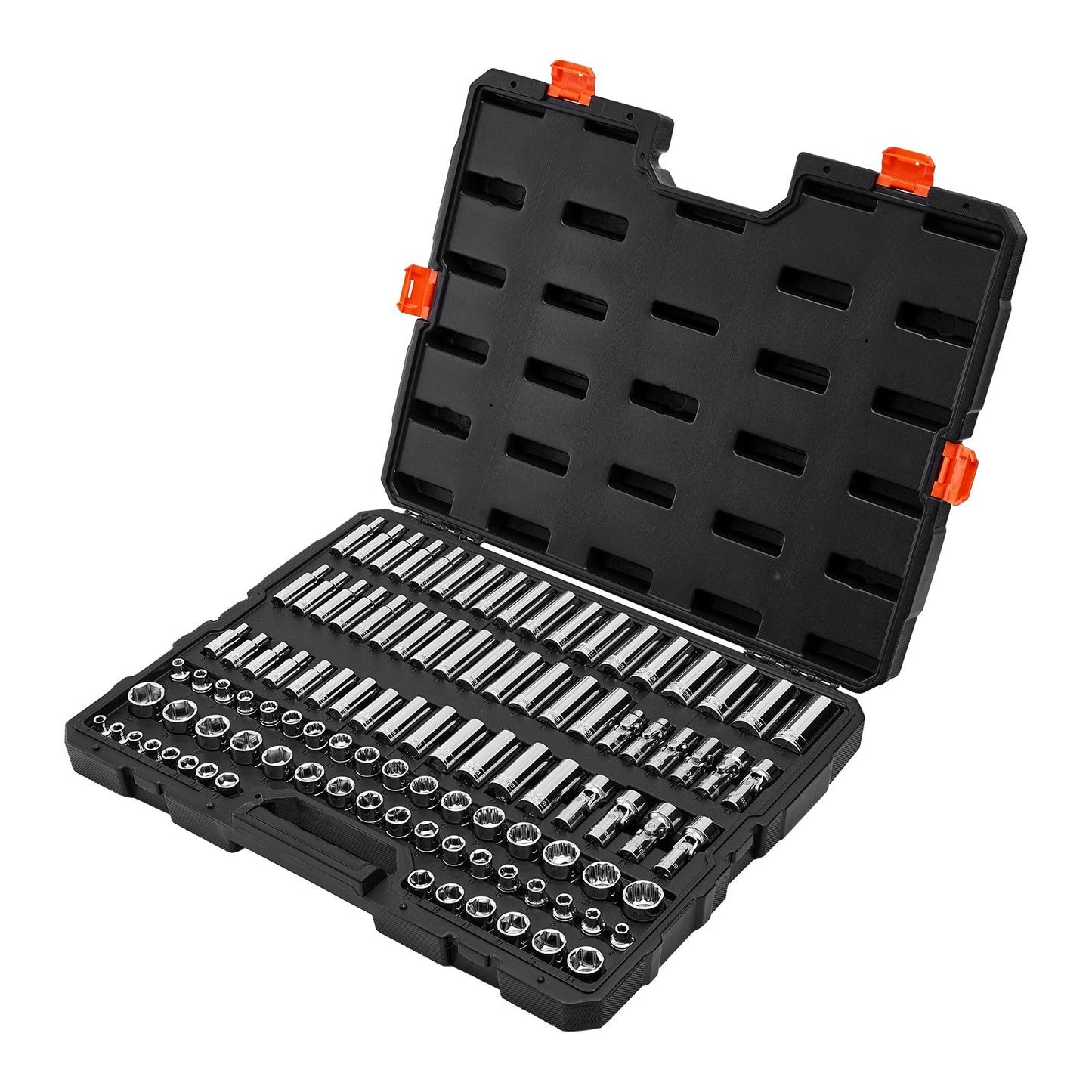 Socket Set, 104 Pieces, 9.5 mm Drive Socket Tool Set, Metric Size from 6 to 24 mm, Deep and Standard, Mechanic Tool Kit with Storage Case, Chrome Plated CR-V Alloy Steel, for Automotive Repair