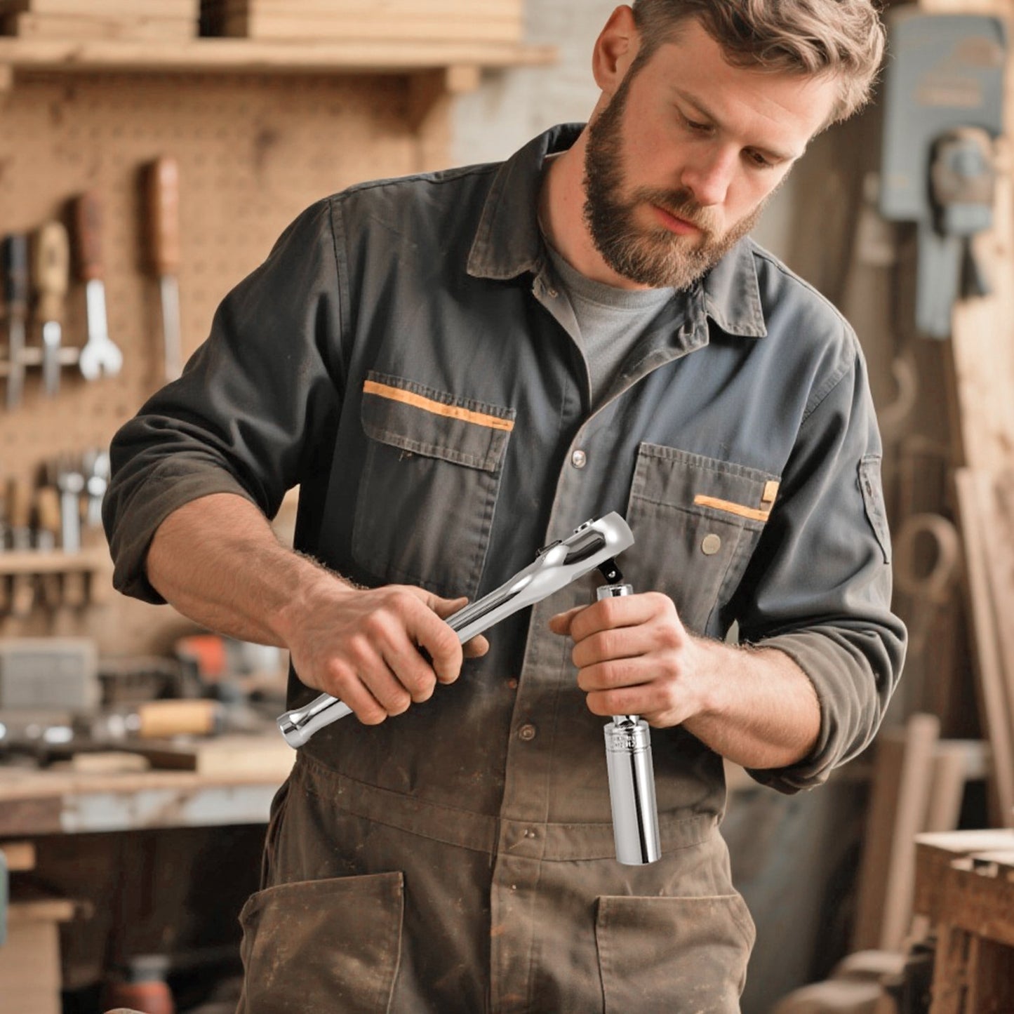 Steckschlüsselsatz, 76-teilig, 9,5-mm-Antrieb, Steckschlüssel- und Ratschenset, SAE und metrisch, tief und flach, Mechaniker-Werkzeugset mit Zubehör und Aufbewahrungskoffer, CR-V-Legierungsstahl, für Kfz-Reparaturen