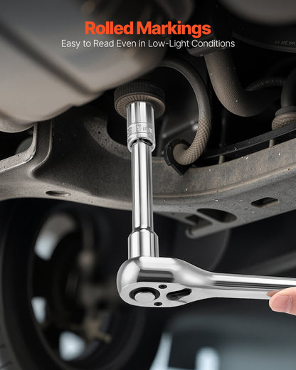 Steckschlüsselsatz, 149-teilig, 9,5, 6,4 und 12,7 mm Antriebs-Steckschlüssel und Ratschen, SAE und metrisch, tief und flach, Mechaniker-Werkzeugset mit Bits, Zubehör, Aufbewahrungskoffer, CR-V-Legierungsstahl, für Reparaturen