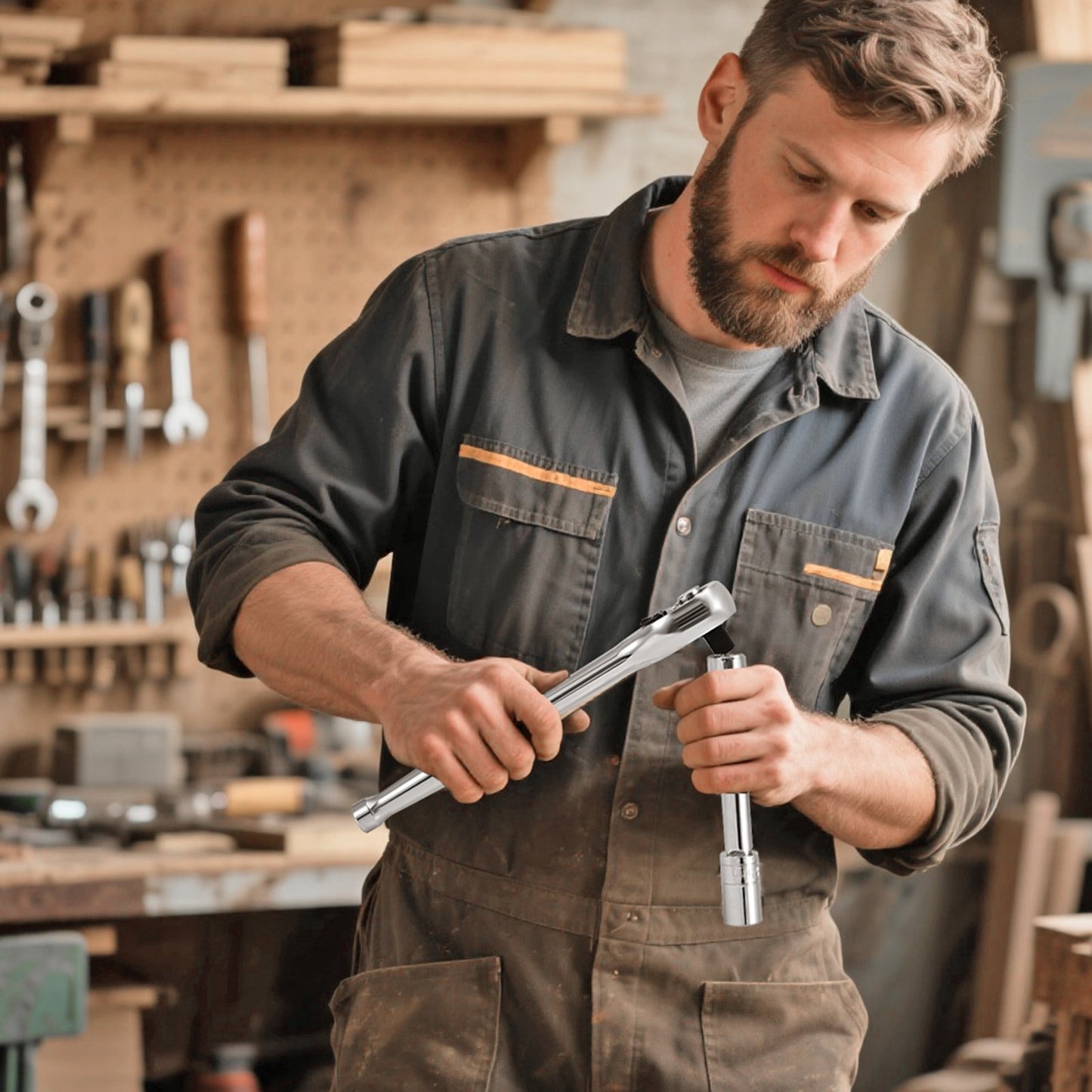 Steckschlüsselsatz, 149-teilig, 9,5, 6,4 und 12,7 mm Antriebs-Steckschlüssel und Ratschen, SAE und metrisch, tief und flach, Mechaniker-Werkzeugset mit Bits, Zubehör, Aufbewahrungskoffer, CR-V-Legierungsstahl, für Reparaturen