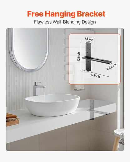 T-Regalwinkel, 2 Stück, Tragkraft 90 kg, Maße: 304,8 x 73,5 x 304,8 mm, robuste Stahlwinkel für Regale, Arbeitsplattenhalterung mit Schrauben