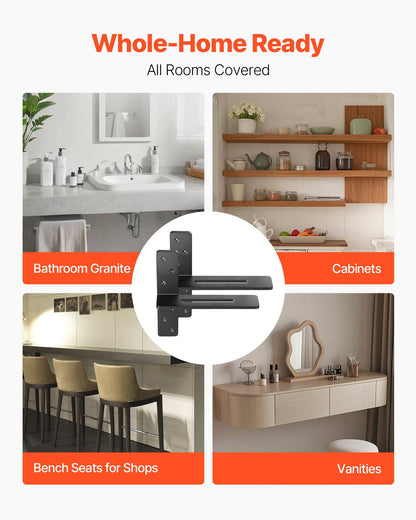 T-Regalwinkel, 2 Stück, Tragkraft 90 kg, Maße: 304,8 x 73,5 x 304,8 mm, robuste Stahlwinkel für Regale, Arbeitsplattenhalterung mit Schrauben