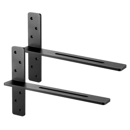 T Shelf Brackets 2 Pcs, 200 lbs/90 kg Weight Capacity, 18x2.89x12 in / 457.2x73.5x304.8 mm, Solid Steel Heavy Duty Brackets for Shelves, Countertop Support Floating Bracket Hardware with Screws