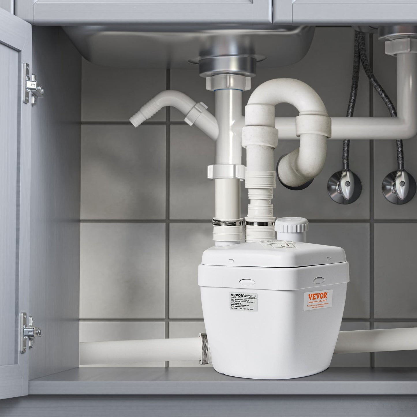 Spülbeckenpumpe, Abflusspumpensystem für Waschbecken, 200 W, 1500 GPH, 548,6 cm Förderhöhe, 3,8 cm Auslass, niedriger Abfluss, korrosionsbeständig, geräuscharm, für Villenkeller, Waschmaschinen, vielseitige Spülbecken und Bars