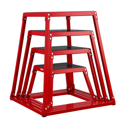 Plyo-Sprungboxen, 12/18/24/30 Zoll Plyo-Box, Plattform und Sprung-Agility-Box, rutschfestes Fitness-Step-Up-Box-Set für Heimtraining, Konditions- und Krafttraining, Rot