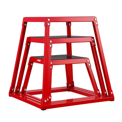 Plyo-Sprungboxen, 12/18/24 Zoll Plyo-Box, Plattform und Sprung-Agility-Box, rutschfestes Fitness-Step-Up-Box-Set für Heimtraining, Konditions- und Krafttraining, Rot