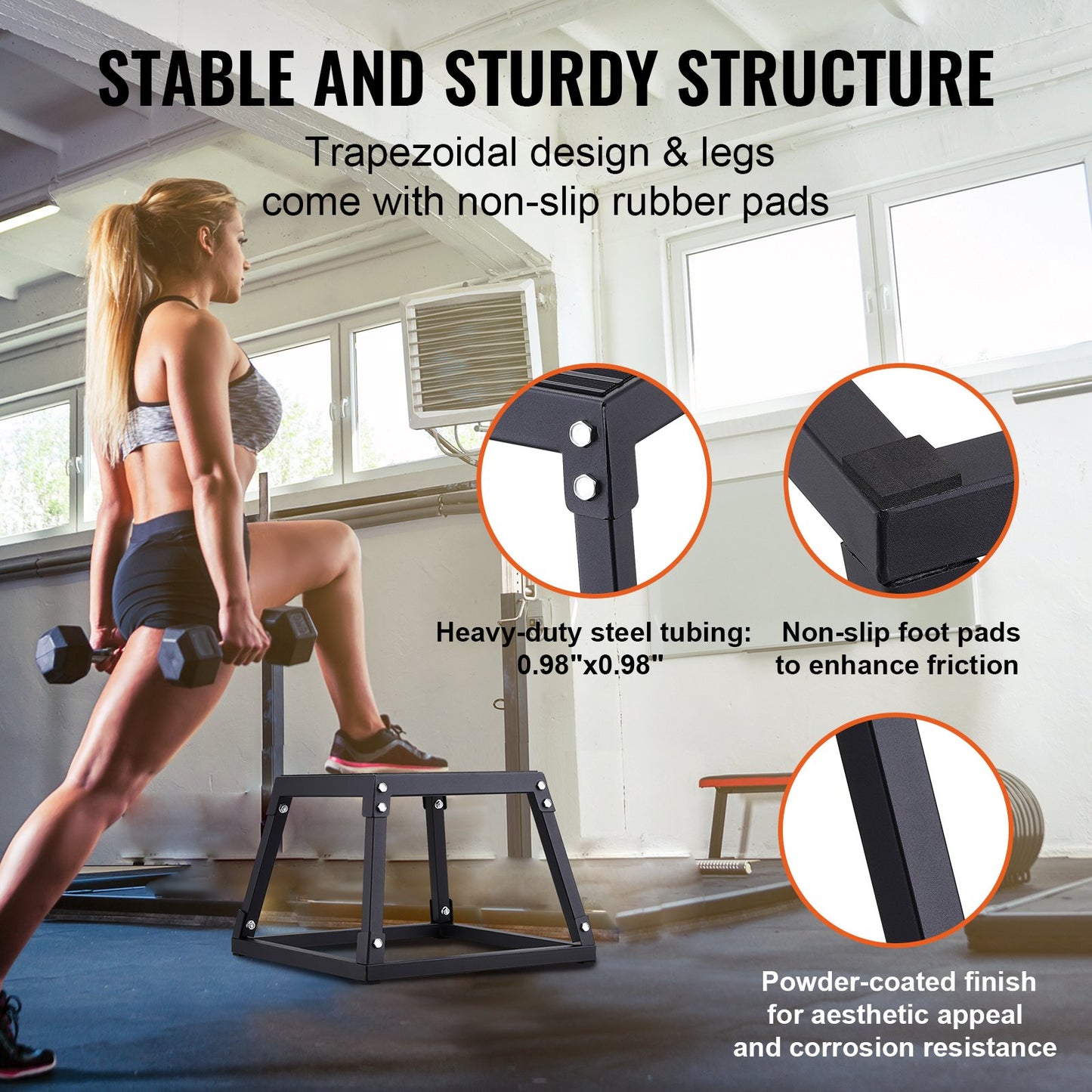 Plyo-Sprungbox, 30 cm Plyo-Box, Plyo-Plattform aus Stahl und Sprungbox für Agilitätstraining, rutschfeste Fitness-Step-Up-Box für Heimtraining, Konditionstraining, Schwarz