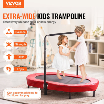 Kids Trampoline, 56x36 inch Indoor Outdoor Trampoline, Foldable Mini Trampoline with Handle, Rebounder Trampoline for Toddlers, Birthday Gift for 3+ Years Children, Boys Girls for Fun, Red