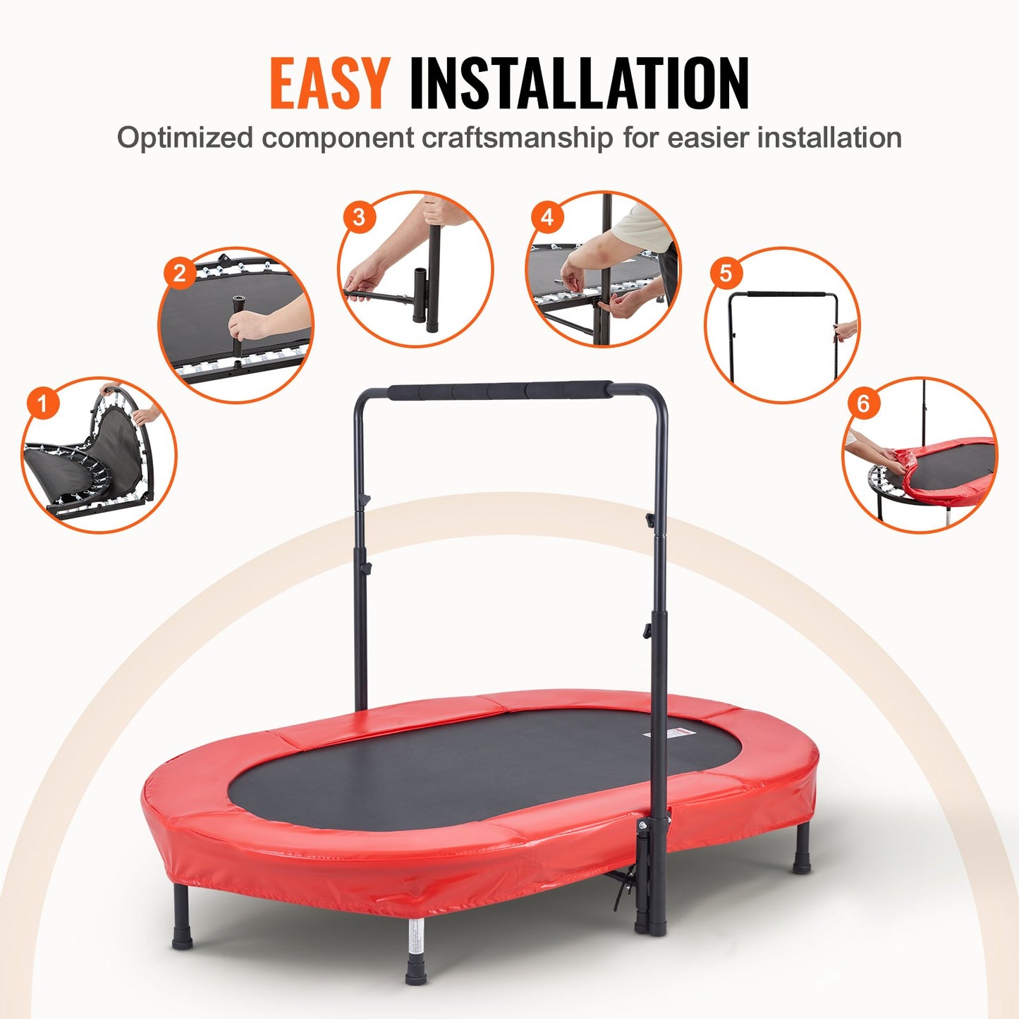 Kids Trampoline, 56x36 inch Indoor Outdoor Trampoline, Foldable Mini Trampoline with Handle, Rebounder Trampoline for Toddlers, Birthday Gift for 3+ Years Children, Boys Girls for Fun, Red