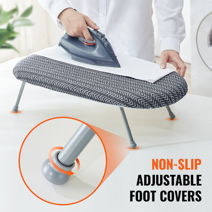 Tabletop Ironing Board 23.4 x 14.4, Small Iron Board with Heat Resistant Cover and 100% Cotton Cover, Mini Ironing Board with 7mm Thickened Needle Cotton Layer for Small Spaces, Travel Use