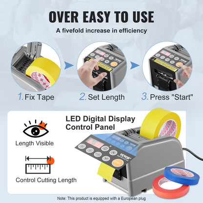 Zcut-9 Automatischer Klebebandabroller, elektrischer Klebebandschneider, Verpackungsmaschine, Klebebandschneidemaschine, 6-60 mm Bandbreite