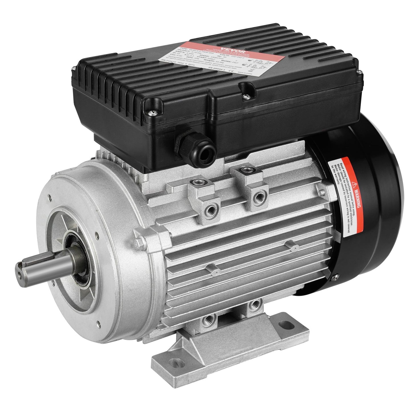 0,75 kW Elektromotor, 1400 U/min, Wechselstrom 220–240 V, 5,45 A, Baugröße B34, Einphasen-Luftkompressormotor, 19 mm Keilwelle, Rechts-/Linkslauf für Landmaschinen und allgemeine Geräte