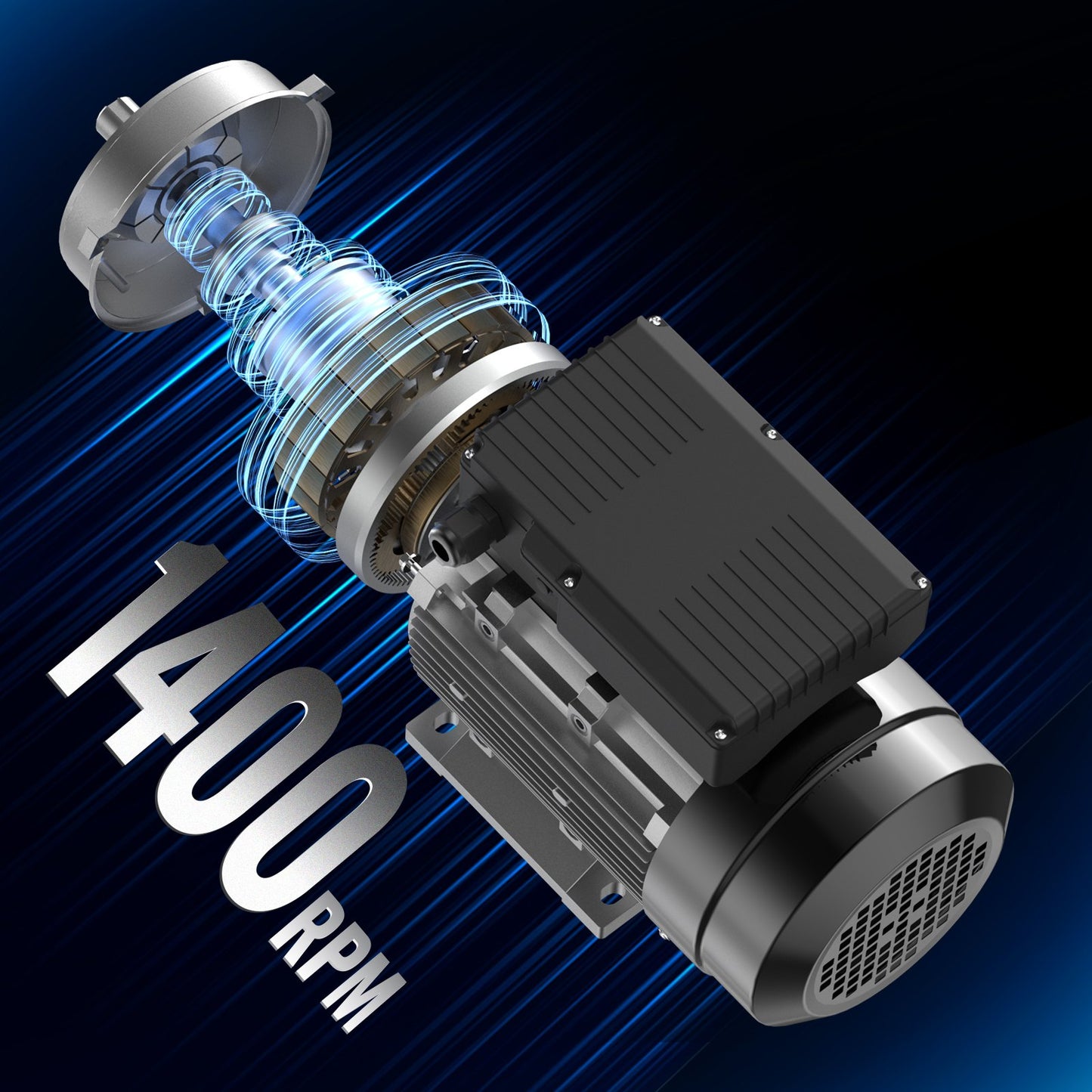 1,5-kW-Elektromotor, 1400 U/min, Wechselstrom 220–240 V, 9,85 A, 90 l, Baugröße B34, Einphasen-Luftkompressormotor, 24-mm-Keilwelle, Rechts-/Linkslauf für Landmaschinen und allgemeine Geräte