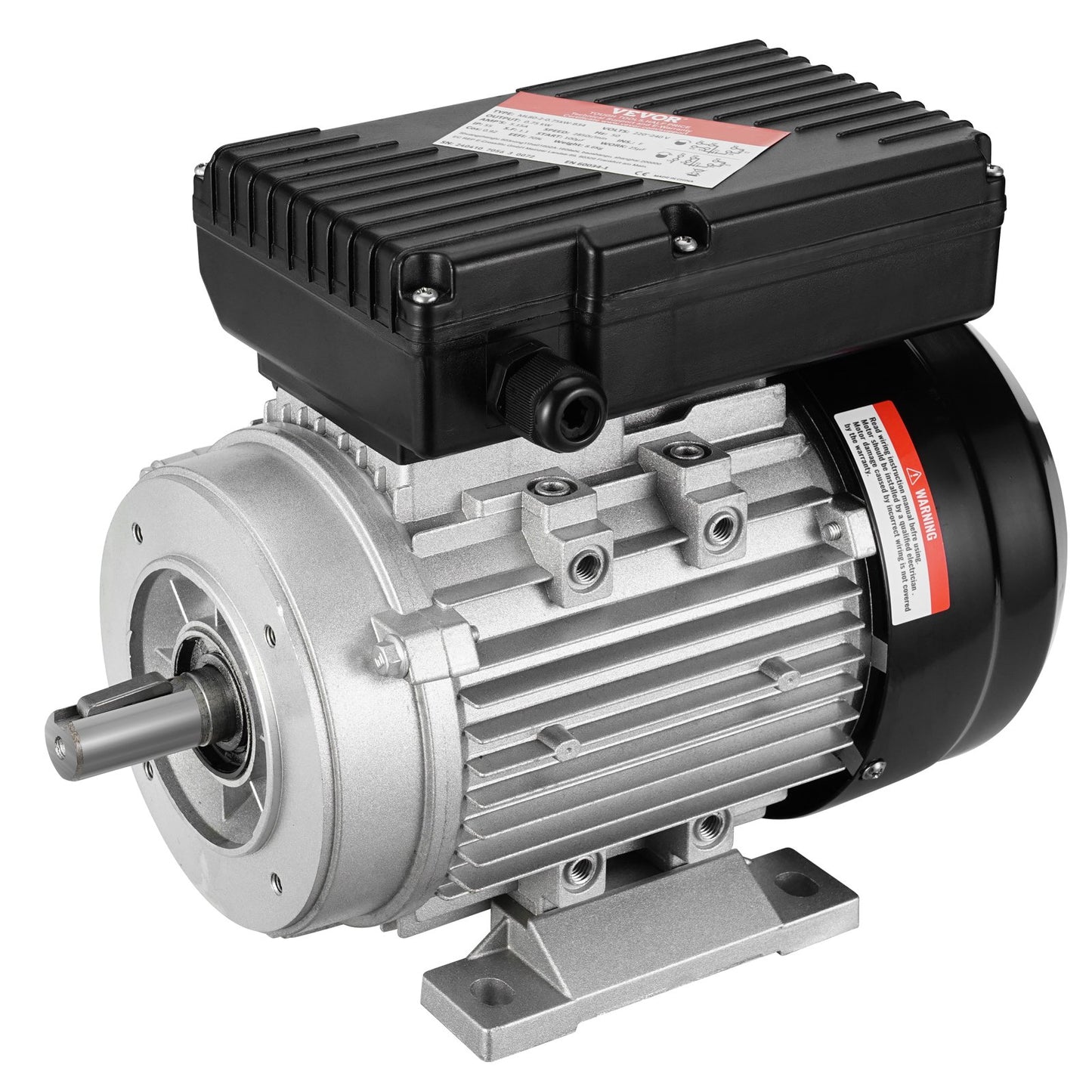0.75KW Electric Motor 2850 rpm, AC 220~240V 5.15A, 80, B34 Frame, Air Compressor Motor Single Phase, 19mm Keyed Shaft, CW/CCW Rotation for Agricultural Machinery and General Equipment