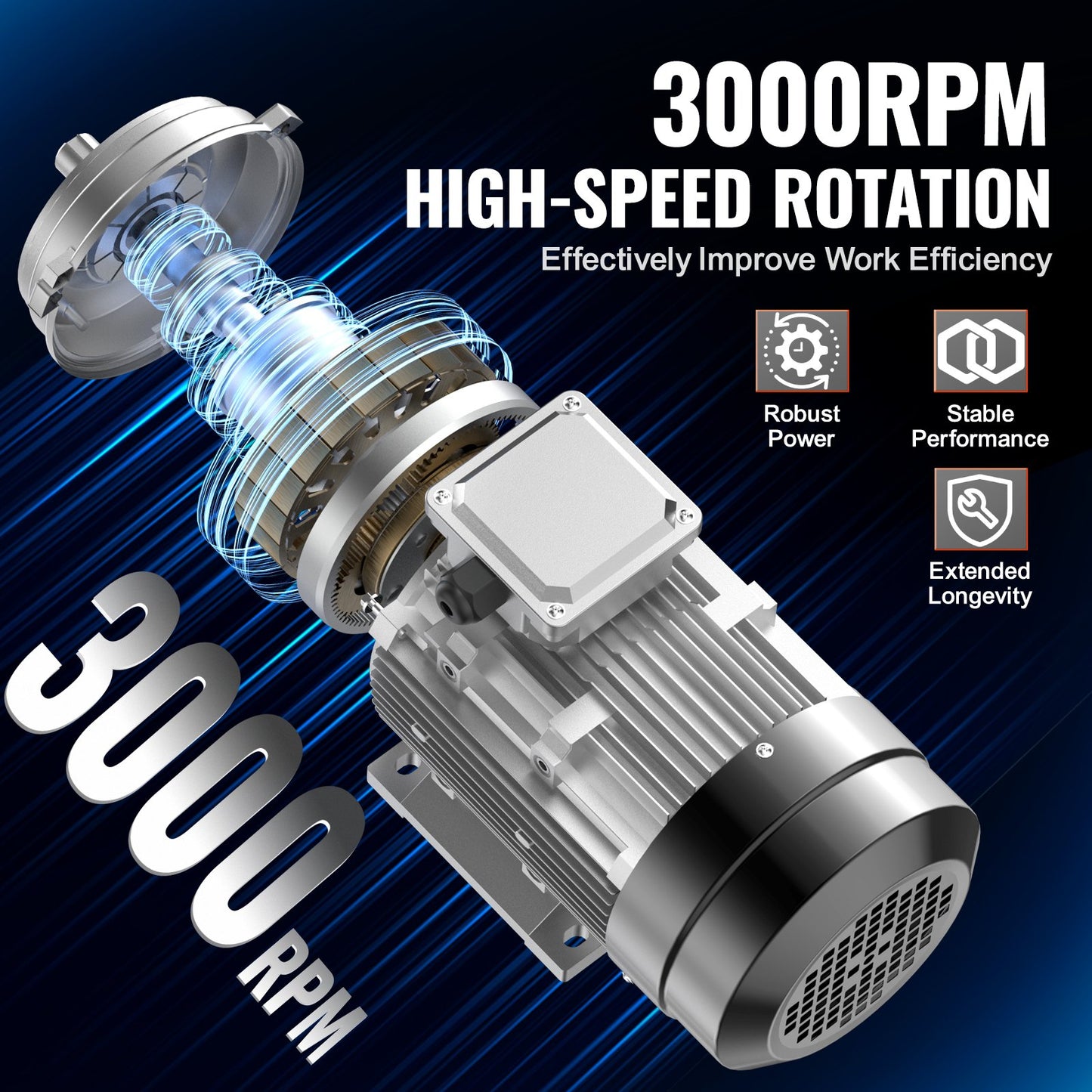 1,5-kW-Elektromotor, 3000 U/min, Wechselstrom 230 V/400 V, 9,5 A/3,5 A, 90 l, Baugröße B3, Drehstrom-Luftkompressormotor, 24-mm-Keilwelle, Rechts-/Linkslauf für Landmaschinen und allgemeine Geräte