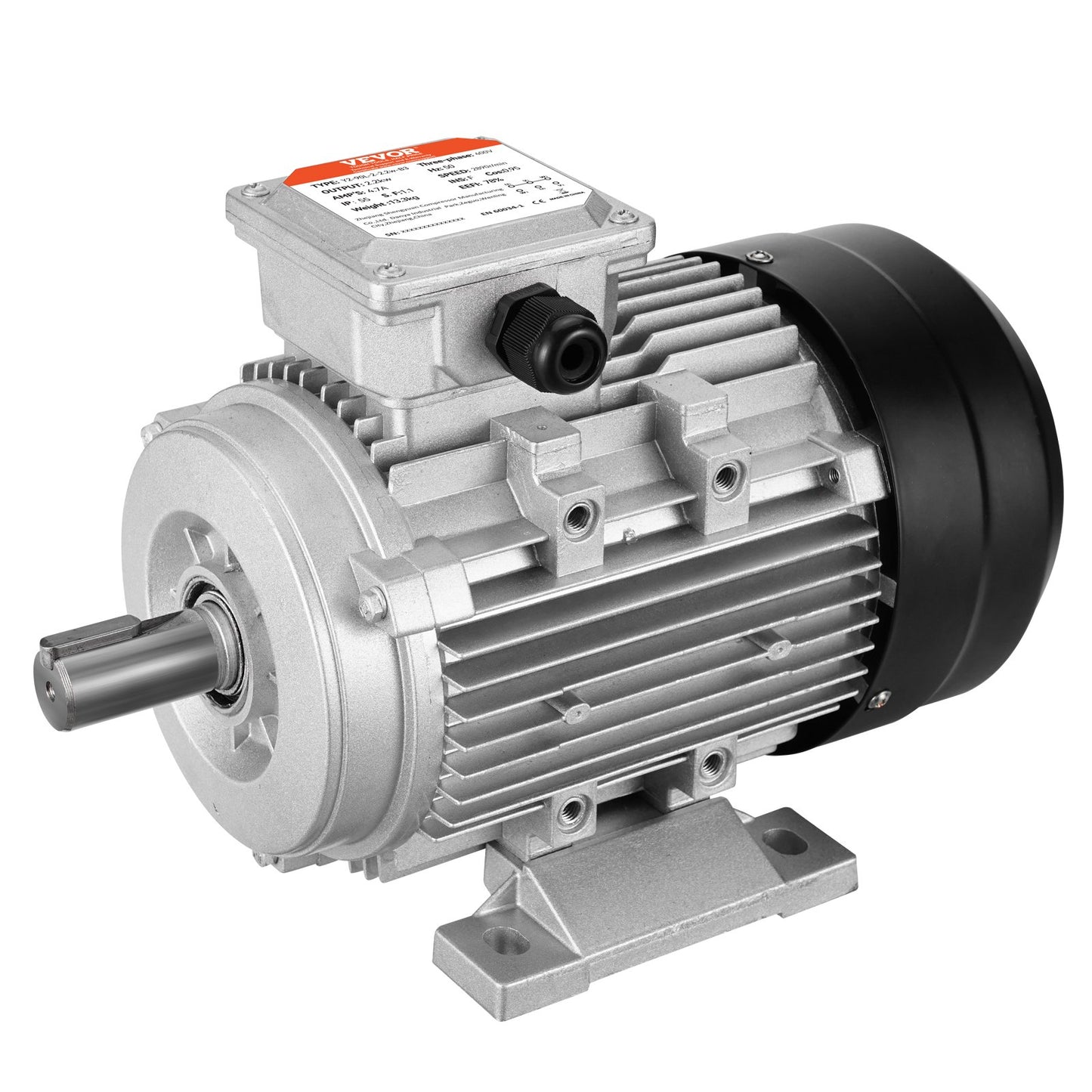 1,5-kW-Elektromotor, 3000 U/min, Wechselstrom 230 V/400 V, 9,5 A/3,5 A, 90 l, Baugröße B3, Drehstrom-Luftkompressormotor, 24-mm-Keilwelle, Rechts-/Linkslauf für Landmaschinen und allgemeine Geräte
