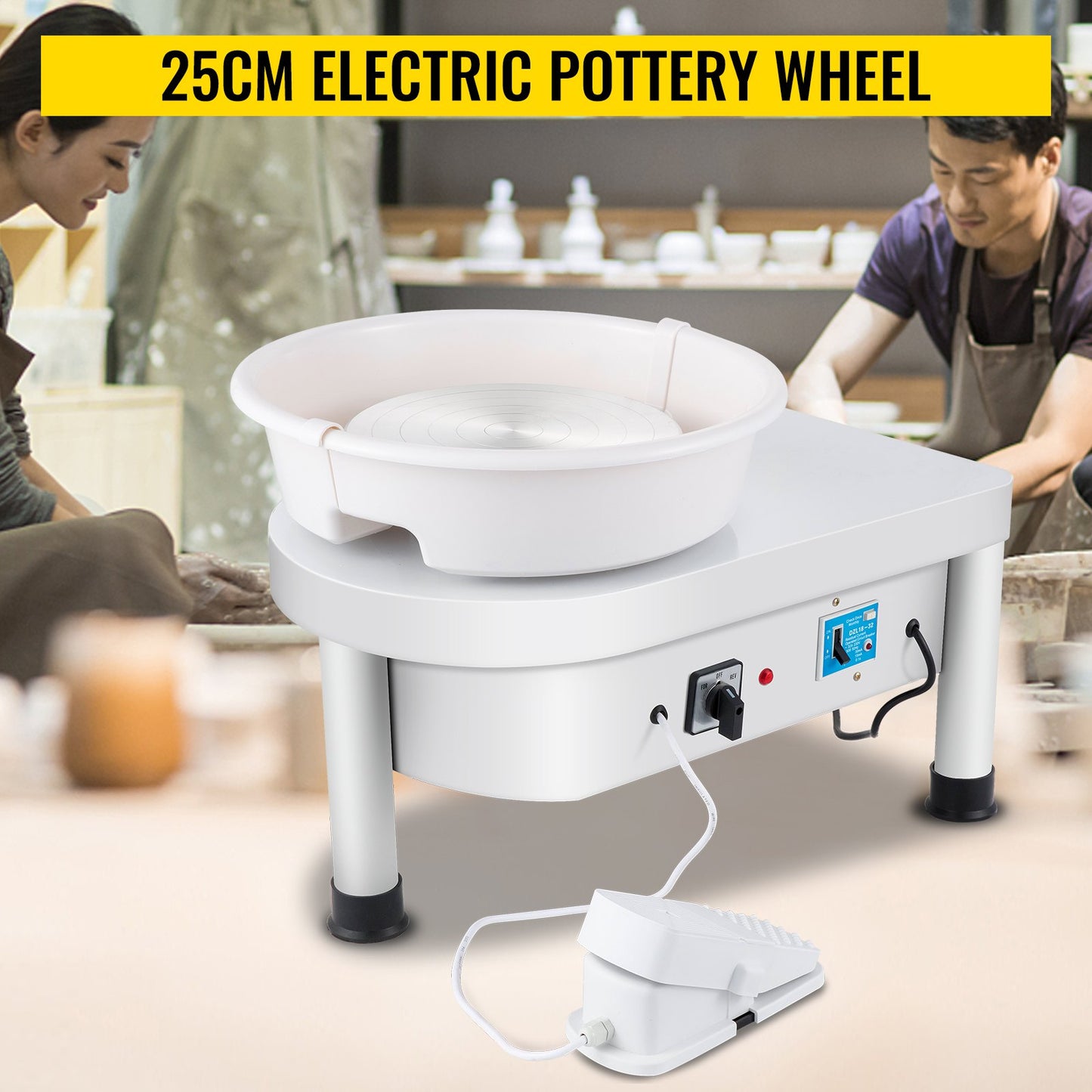 Pottery Wheel 25CM Pottery Forming Machine 280W Electric Pottery Wheel with Foot Pedal and Detachable Basin Shaping Tool Set for Ceramics Clay Craft DIY Clay