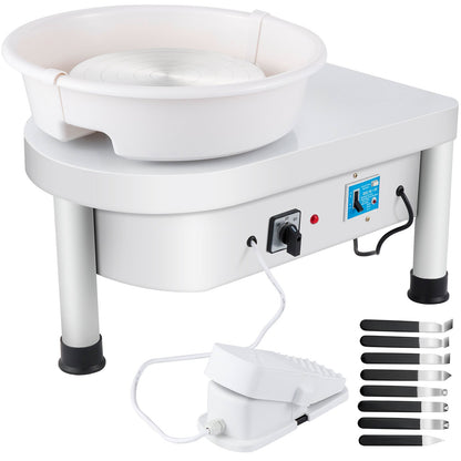 Pottery Wheel 25CM Pottery Forming Machine 280W Electric Pottery Wheel with Foot Pedal and Detachable Basin Shaping Tool Set for Ceramics Clay Craft DIY Clay