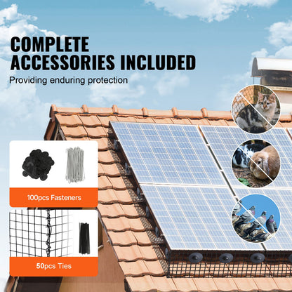 15 x 3048 cm Solar Panel Bird Guard, Critter Guard Roll Kit with 100pcs Aluminum Alloy Fasteners, Solar Panel Guard with Rust-proof PVC Coating, 12.7 mm Wire Roll Mesh
