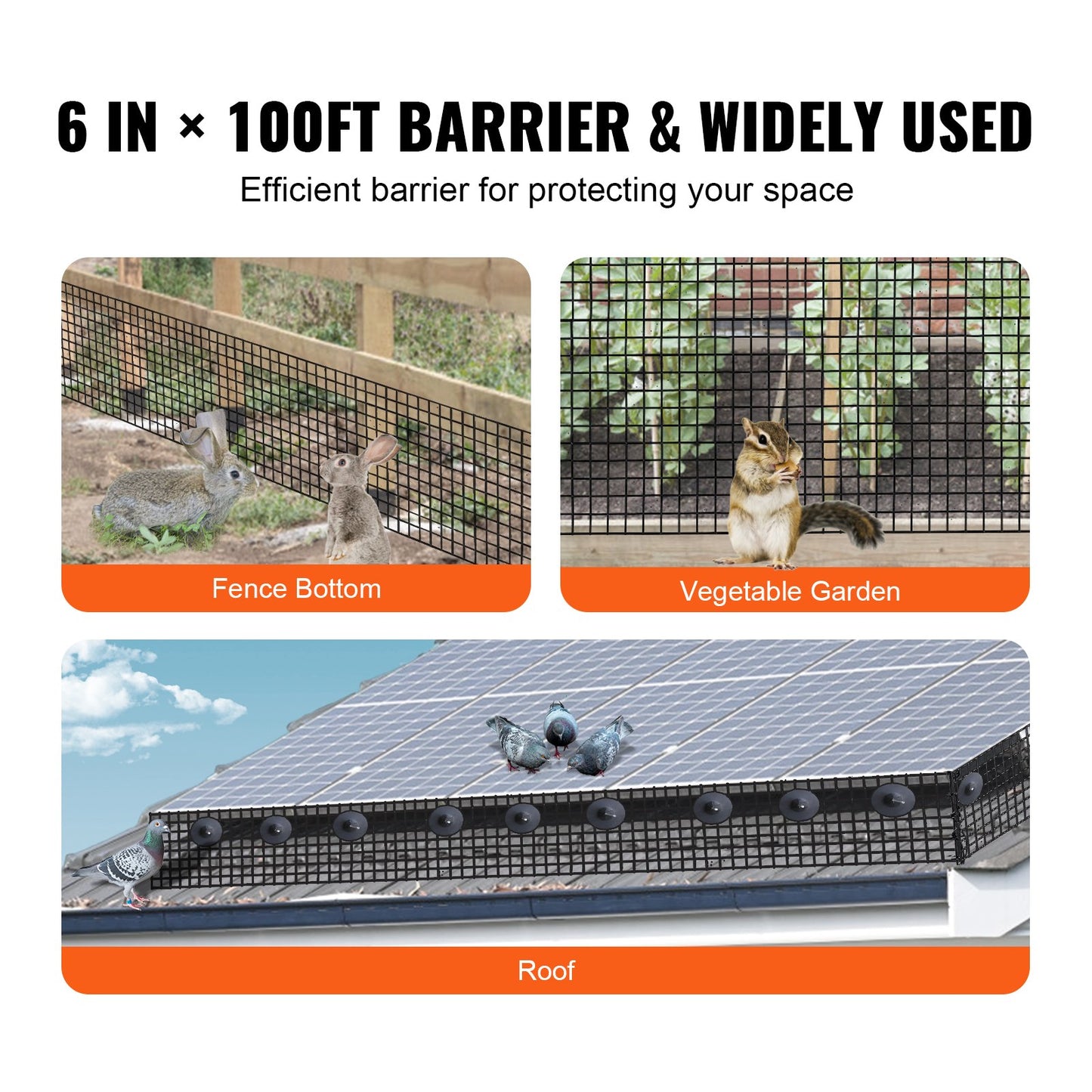 15 x 3048 cm Solar Panel Bird Guard, Critter Guard Roll Kit with 100pcs Aluminum Alloy Fasteners, Solar Panel Guard with Rust-proof PVC Coating, 12.7 mm Wire Roll Mesh