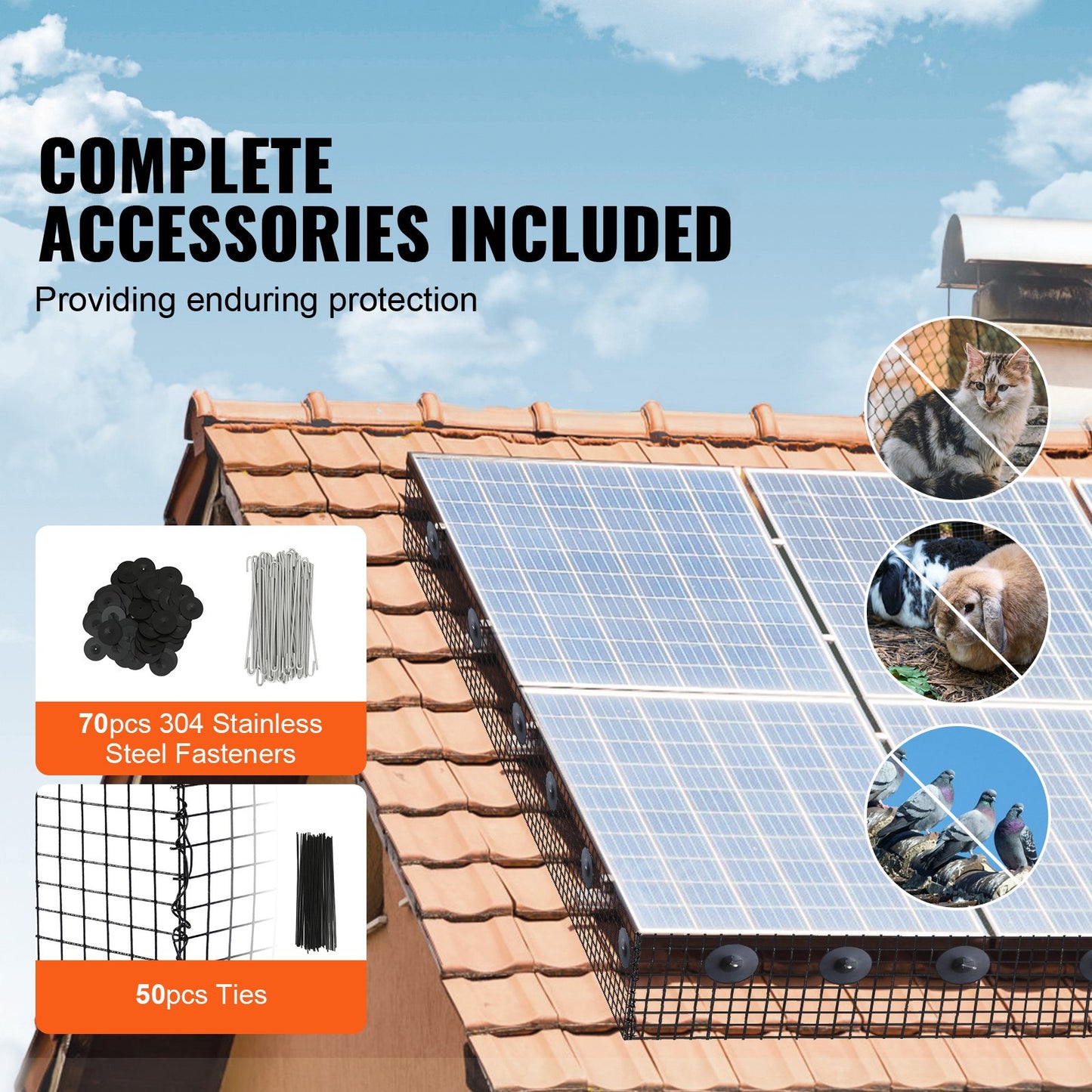 20 x 3048 cm Solar Panel Bird Guard Critter Guard Roll Kit 70pcs Fasteners
