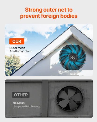 Gable Mount Fan, 12 Inch Solar Power Attic Exhaust Fan with Adjustable Thermostat & Outer Mesh, 1300 CFM House Ventilator Cools Up to 1850 Sq.Ft, Quiet Ventilation for Roof, Garage, Shop, Black