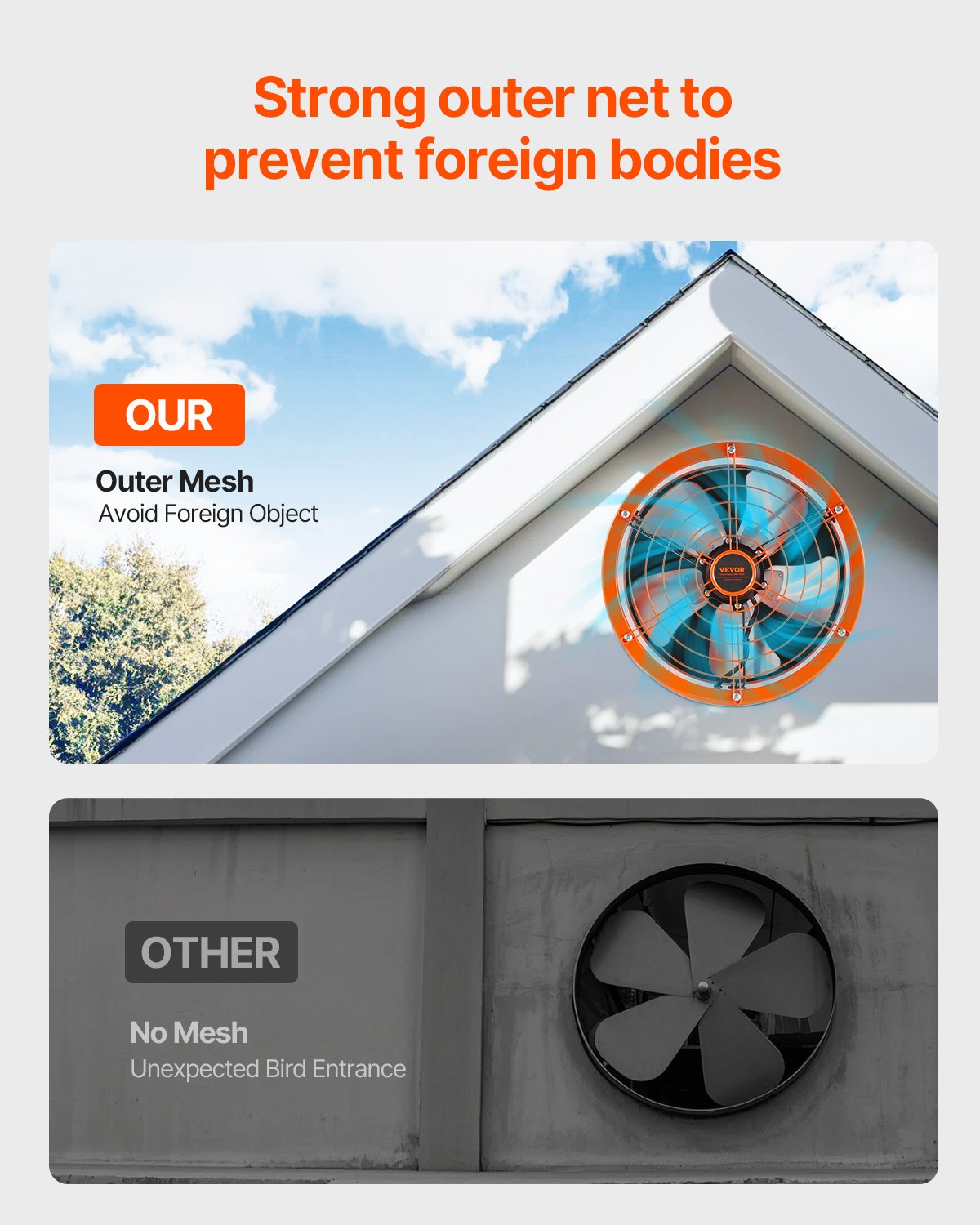 Gable Mount Fan, 14 Inch Solar Power Attic Exhaust Fan with Adjustable Thermostat & Outer Mesh, 1300 CFM House Ventilator Cool Upto 1850 Sq.Ft, Quiet Ventilation for Roof, Garage, Shop, Black