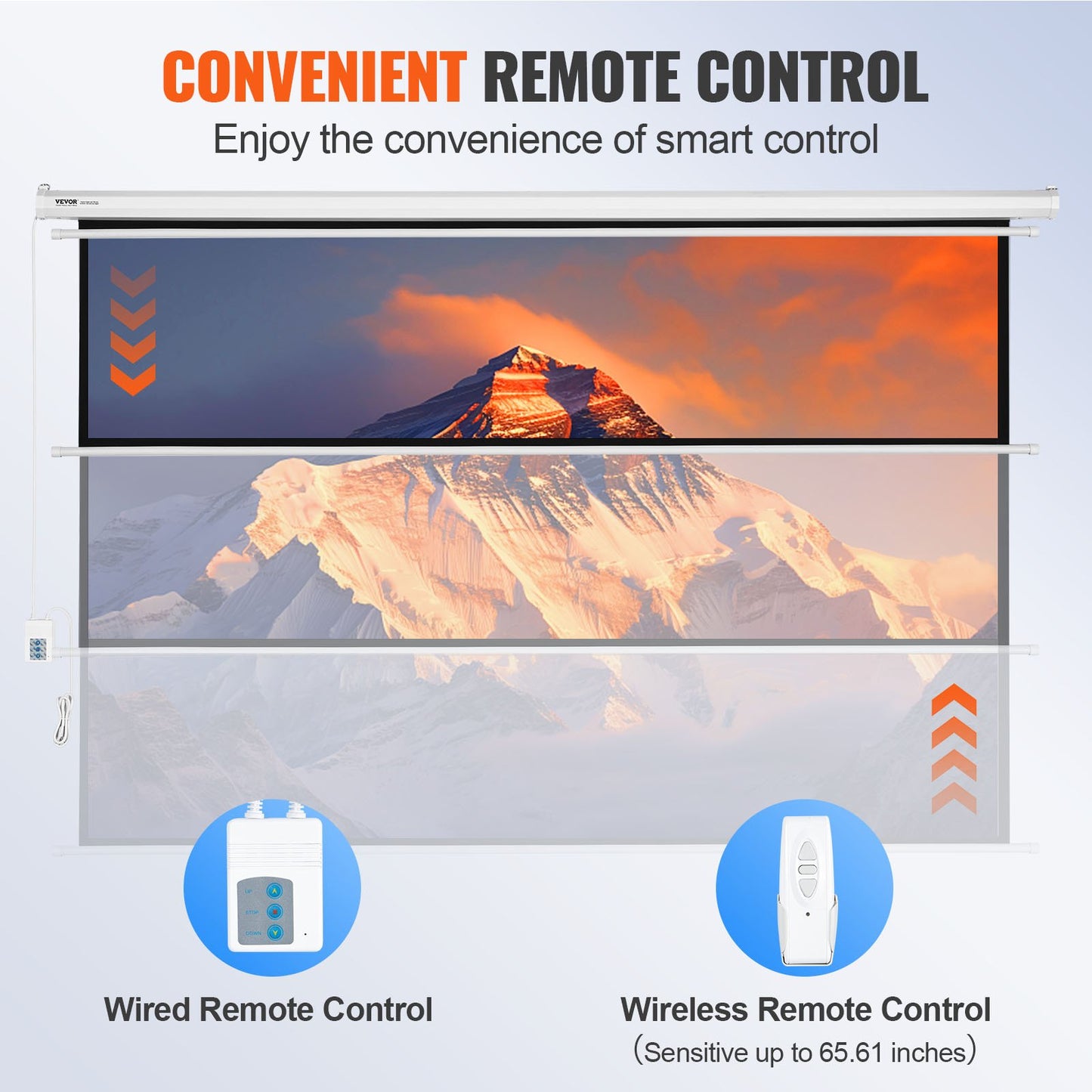 Motorized Projector Screen, 100 inch 16:9 4K 1080 HD Electric Projector Screen, Automatic Projection Screen with Remote Control, Wall Mount Movie Screen for Family Home Office Theater