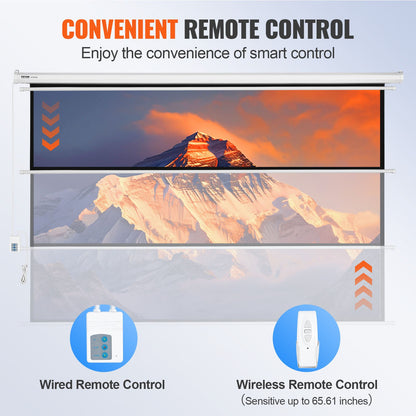 Motorized Projector Screen, 100 inch 16:9 4K 1080 HD Electric Projector Screen, Automatic Projection Screen with Remote Control, Wall Mount Movie Screen for Family Home Office Theater