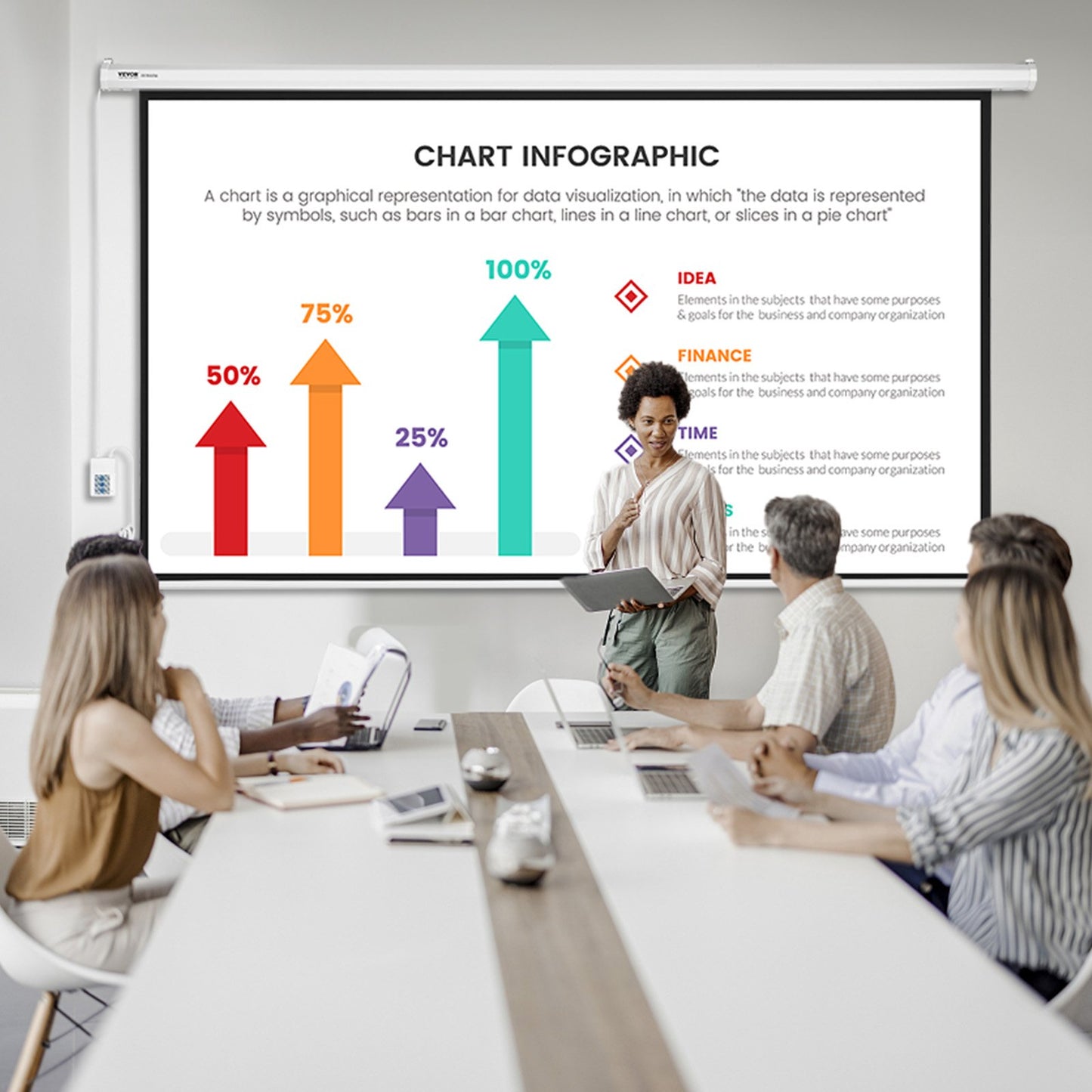 Motorized Projector Screen, 100 inch 16:9 4K 1080 HD Electric Projector Screen, Automatic Projection Screen with Remote Control, Wall Mount Movie Screen for Family Home Office Theater