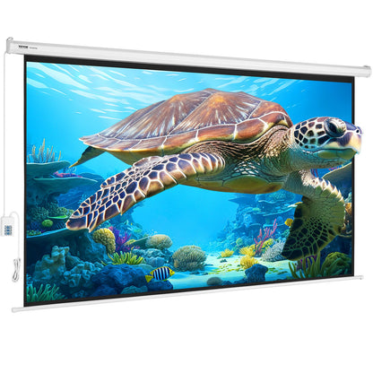 Motorized Projector Screen, 100 inch 16:9 4K 1080 HD Electric Projector Screen, Automatic Projection Screen with Remote Control, Wall Mount Movie Screen for Family Home Office Theater
