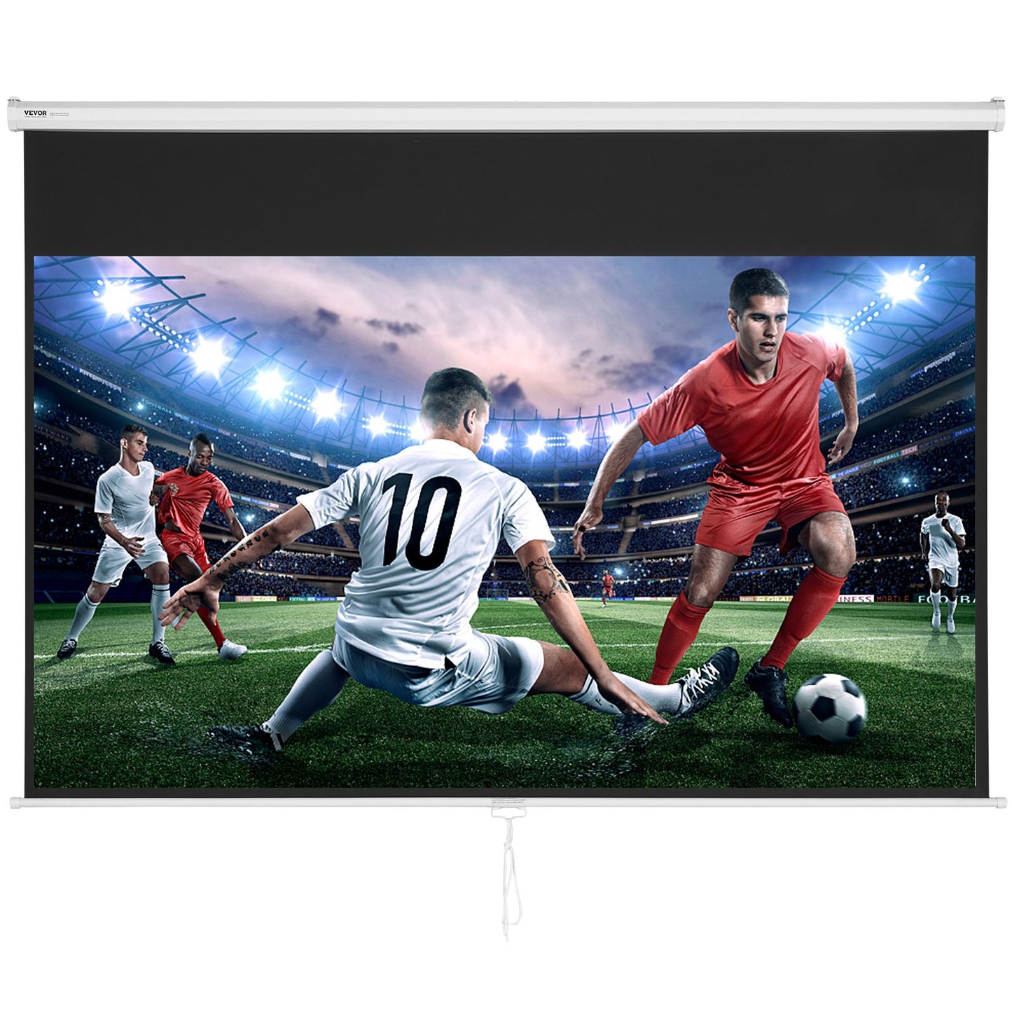 Manual Pull Down Projector Screen, 100 inch 16:9 4K 1080 HD Retractable Projector Screen, Auto-Locking Portable Projection Screen, Portable Projector Movie Screen for Family Home Office Theater