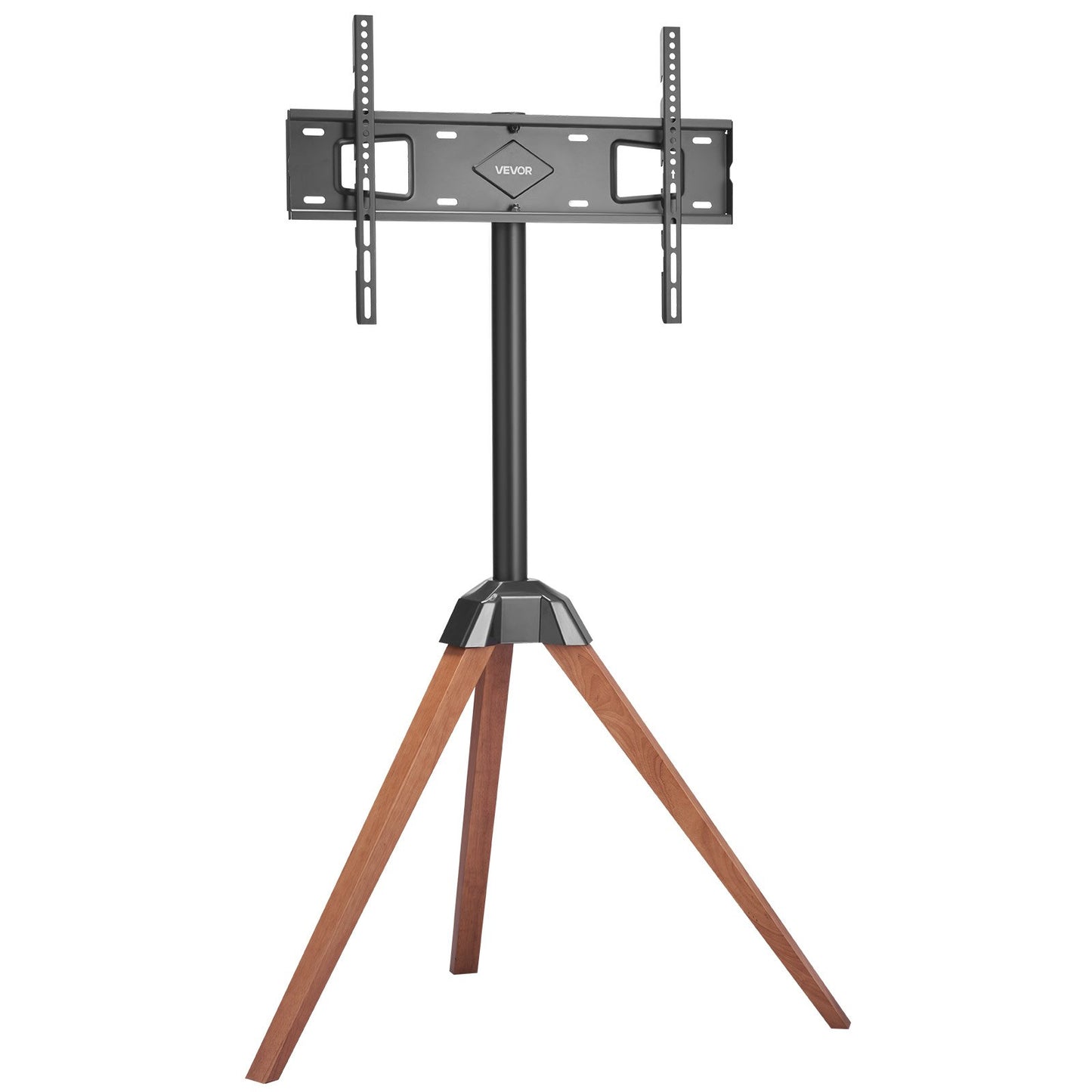 Tripod Easel TV Stand, for 40-65 inch Flat Screen/Curved TVs Up to 99 lbs, 18° Left-Right Rotation Portable TV Stand with Oak Wood Legs, for Bedroom, Living Room, Studio, MAX VESA 600 x 400 mm