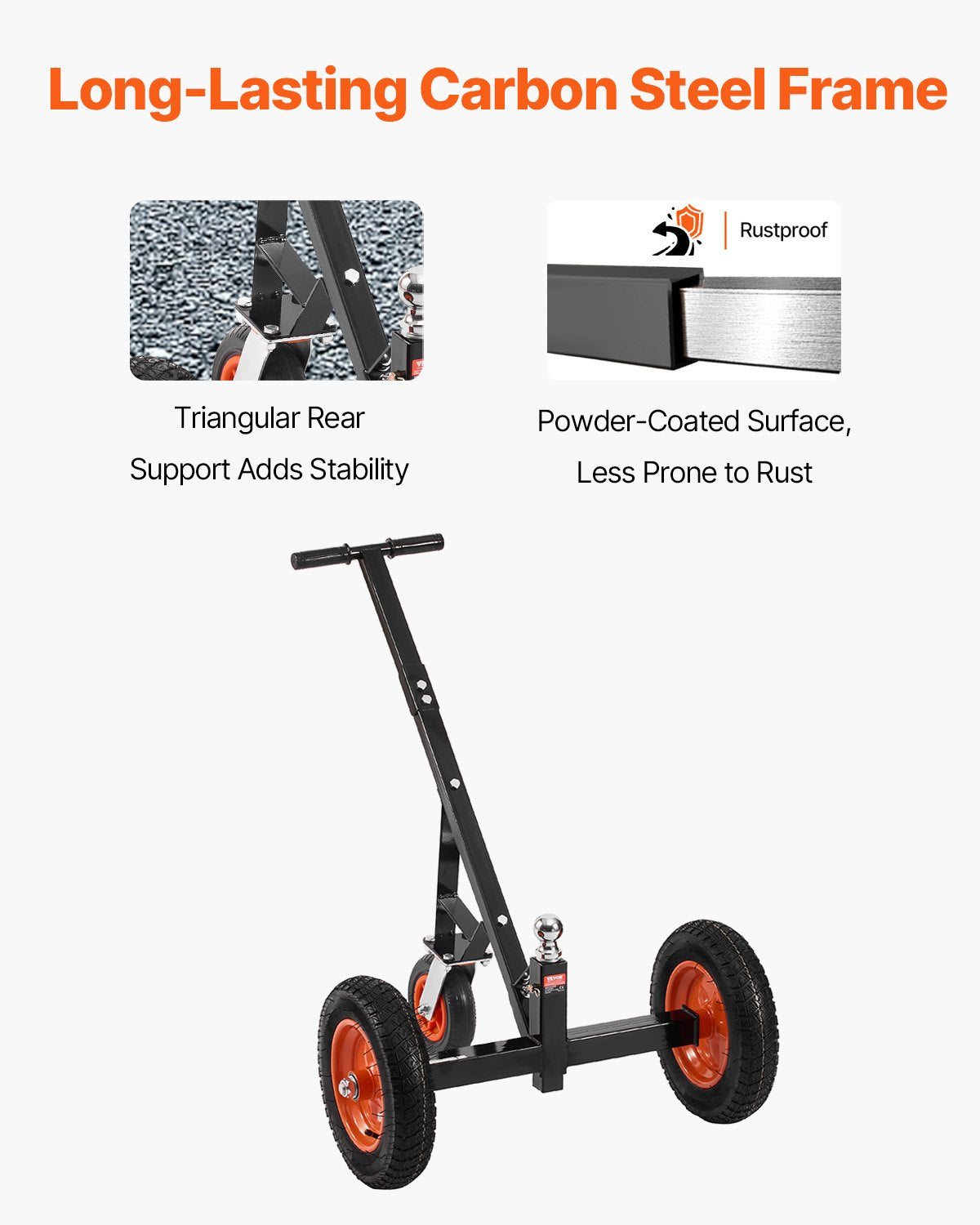 Trailer Dolly, 1000lbs Tongue Weight Capacity, Carbon Steel Trailer Mover with 2 inch Ball, 14 inch Pneumatic Tires, Portable Tow Dolly for Moving RV Trailer