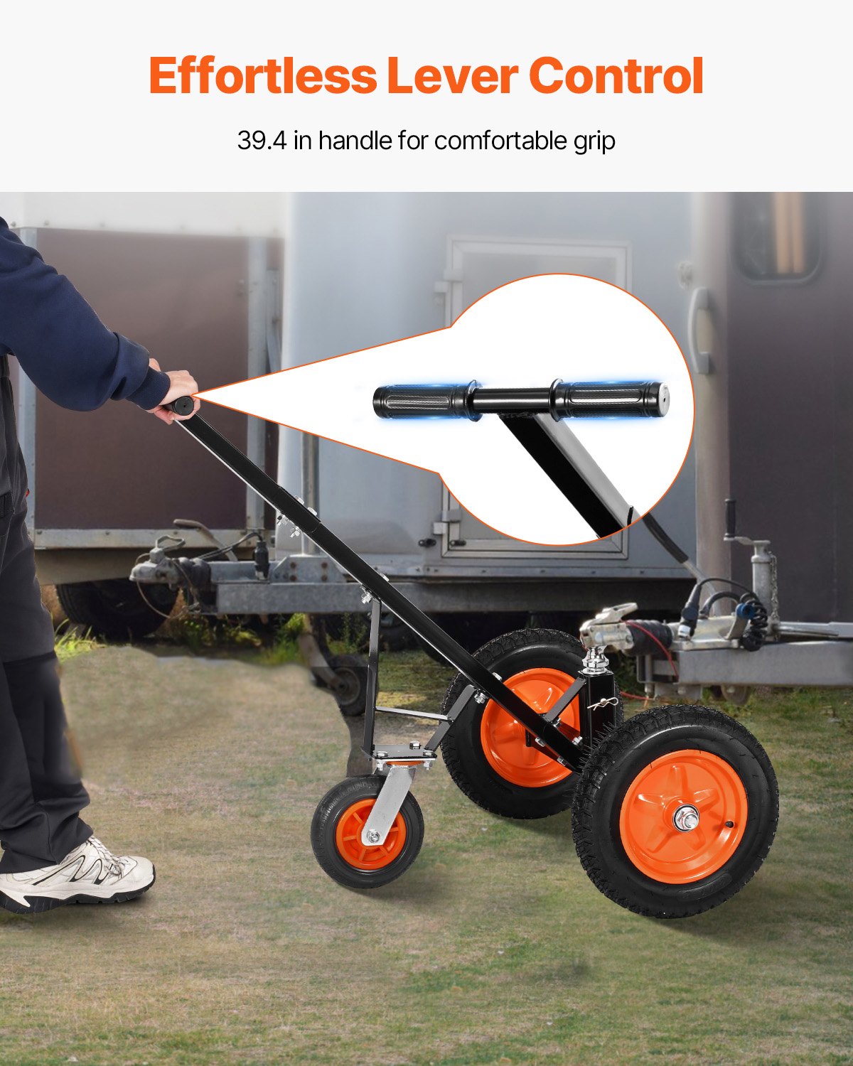 Trailer Dolly, 1000lbs Tongue Weight Capacity, Carbon Steel Trailer Mover with 2 inch Ball, 14 inch Pneumatic Tires, Portable Tow Dolly for Moving RV Trailer