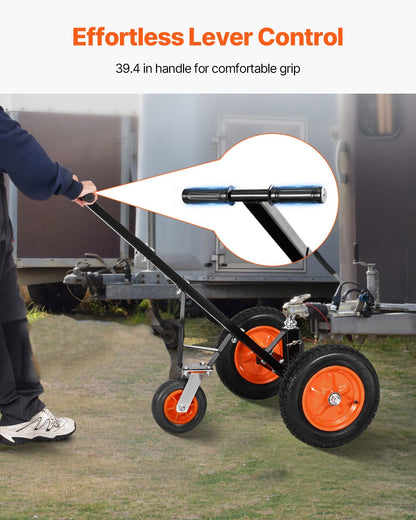 Trailer Dolly, 1000lbs Tongue Weight Capacity, Carbon Steel Trailer Mover with 2 inch Ball, 14 inch Pneumatic Tires, Portable Tow Dolly for Moving RV Trailer