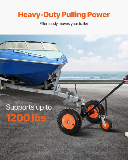 Trailer Dolly, 1200lbs Tongue Weight Capacity, Carbon Steel Trailer Mover with 2 inch Ball, 15.2 inch Pneumatic Tires, Portable Tow Dolly for Moving RV Trailer