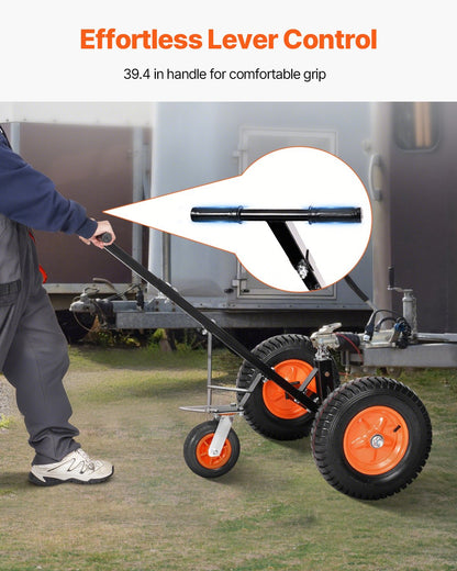 Trailer Dolly, 1200lbs Tongue Weight Capacity, Carbon Steel Trailer Mover with 2 inch Ball, 15.2 inch Pneumatic Tires, Portable Tow Dolly for Moving RV Trailer