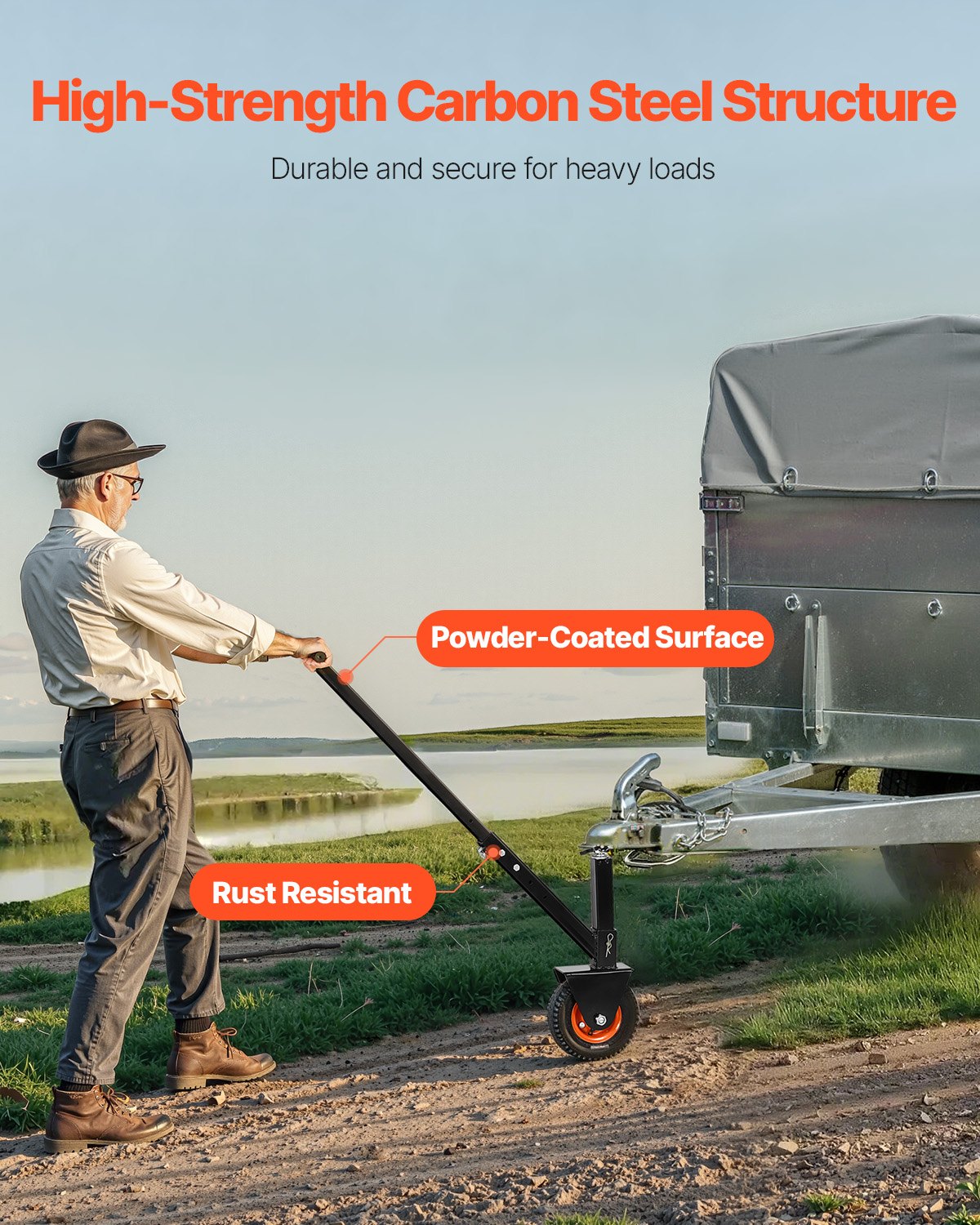 Trailer Dolly, 300lbs Tongue Weight Capacity, 16.5 inch and 22 inch Height Adjustable Trailer Dolly, with 1-7/8 inch and 2 inch Balls, 8.5 inch Pneumatic Rubber Tire, for Moving RV Trailer