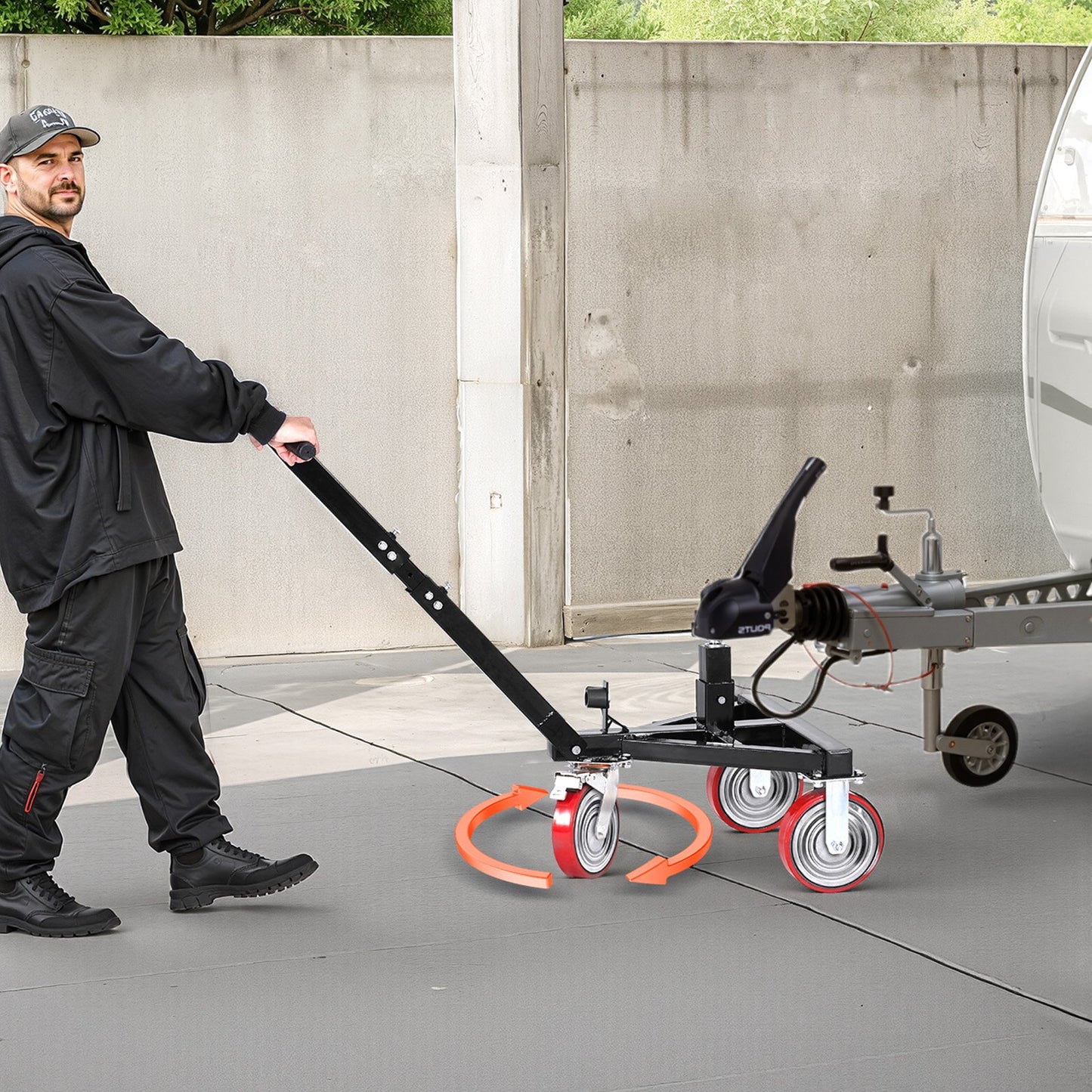 Trailer Dolly, 3500lbs Tongue Weight Capacity, 18 inch and 22 inch Height Adjustable Trailer Dolly, with 2 inch Hitch Ball, Adjustable Handle Length, 8-inch Swivel Wheels, for Moving RV Trailer