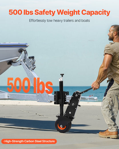 Trailer Dolly, 500lbs Tongue Weight Capacity, 13 inch-23.2 inch Height Adjustable Trailer Mover Dolly, 9-inch Pneumatic Rubber Tire, Manual or Electric Wrench Drive, for Moving RV Trailer