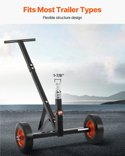 Trailer Dolly, 600lbs Tongue Weight Capacity, Carbon Steel Trailer Mover with 1-7/8 in Hitch Ball and 10 in Solid Tires, Portable Tow Dolly for Moving Car RV Boat Trailer