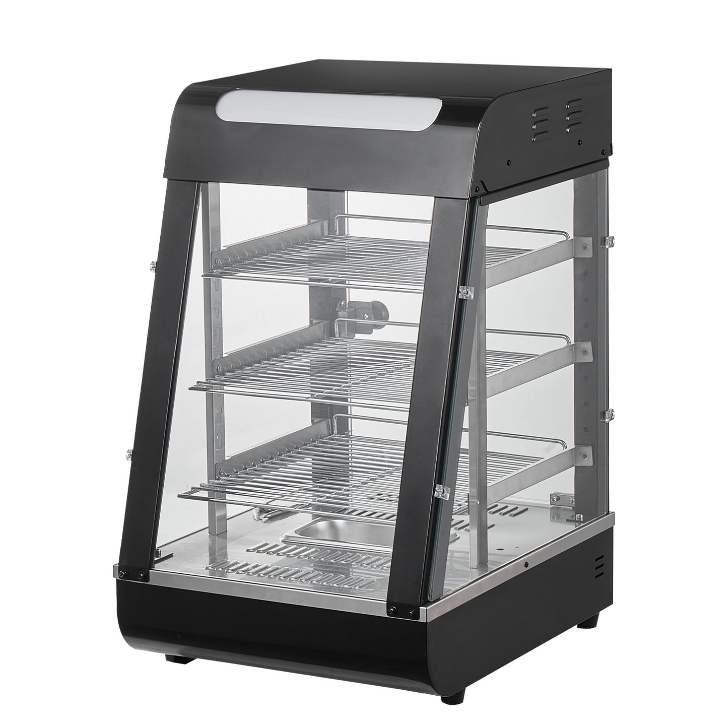 3-Tier Commercial Food Warmer Display, 1000W Food Display Warmer with Light, Adjustable Shelf and Temperature Display, 30℃~85℃ Steam Heating, 57L for Hamburger, Pizza, Bread, Fried Chicken