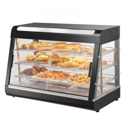 3-Tier Commercial Food Warmer Display, 1500W Food Display Warmer with Light, Adjustable Shelf and Temperature Display, 30℃~85℃ Steam Heating, 130L for Hamburger, Pizza, Bread, Fried Chicken